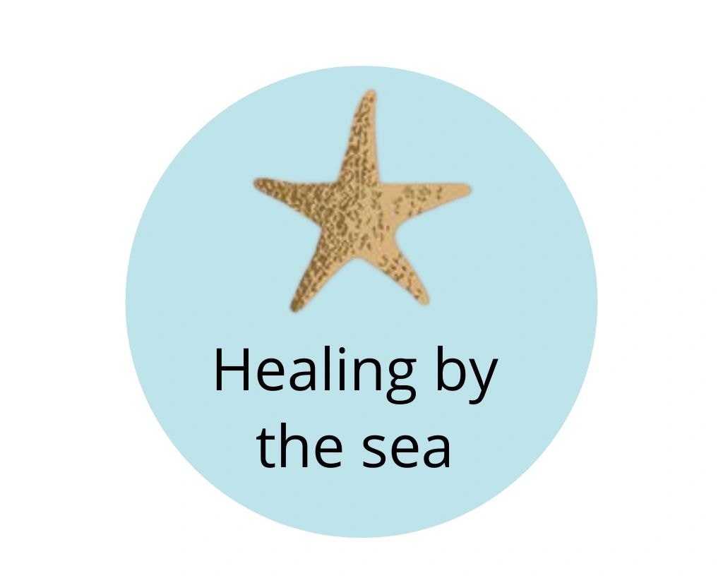 Healing by the Sea starfish on light blue background